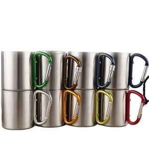 200ml 300ml Outdoor Camping Travel Portable Stainless Steel Coffee Cup Double Walled Carabiner Mug with Handle - Product Image 1