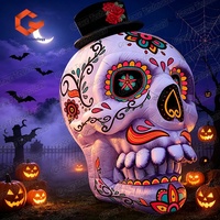 Crâne gonflable coloré pour décoration d'Halloween, décoration de jardin extérieur, crâne géant gonflable pour la décoration de la cour