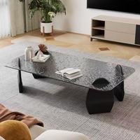 Table basse en verre trempé, table à thé rectangulaire minimaliste de style italien pour salon