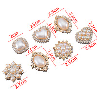Fleur Forme Imitation Perle Strass Boutons Coeur Carré Ovale Patch Embellissement pour Cheveux Accessoires DIY Fabrication de Bijoux