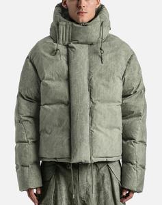 Chaqueta de Plumón con Capucha para Hombre, Talla Grande, Color Verde Oliva, Corte Regular, Impermeable, con Cierre de Cremallera, Tela Gruesa, Logotipo Frontal - Product Image 1