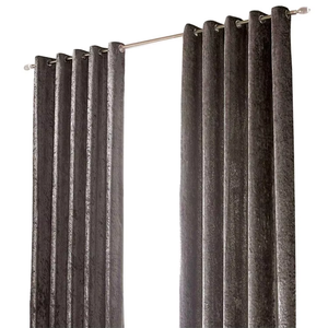Luxury Silver <strong>Grey</strong> <strong>Crushed</strong> <strong>Velvet</strong> Eyelet Ring Top Fully Lined Blackout <strong>Curtains</strong> for Hotel - Product Image 1