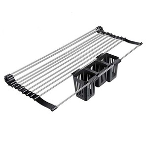 Có thể thu vào thép không gỉ cuộn lên món ăn khô giá trên bồn rửa chén với 2 dao kéo giỏ Bộ đồ ăn - Product Image 1