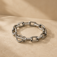 Bracelet chaîne à maillons en acier inoxydable avec fermoir OT, pour hommes et femmes, plaqué or 18 carats PVD, étanche, inaltérable, OEM