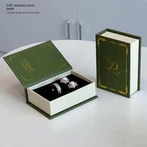 RichJewelry Small Size 7*10*3.2cm Book Flip Open Design Universal Jewelry Earrings Pendant <b>Ring</b> <b>Storage</b> Packaging Box - Product Image 2