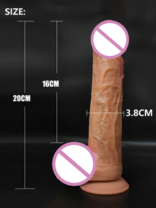 Amazon 8 Zoll Realistic Prepuce Silikon <span class=keywords><strong>Dildo</strong></span> Wasserdichtes Sexspielzeug für Erwachsene für Frauen - Product Image 2
