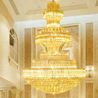 DUOMEIJU Lustre Contemporain de Luxe Moderne Nordique pour Hôtel, en Chrome et Cristal, Grand Lustre de Mosquée à LED