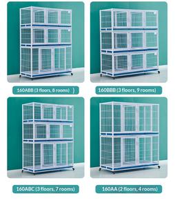 Toz Boya Kaplamalı, Katlanabilir, Çevre Dostu, Dayanıklı ve Yer Tasarruflu, Çok Katmanlı, İstiflenebilir Metal Köpek Kafesi - Product Image 2