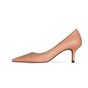 Escarpins Femme Classiques et Tendance, à Bout Pointu, Beige et Blanc Uni en PU, avec Petit Talon Personnalisable et Logo, Chaussures de Bureau pour Dames - Product Image 2