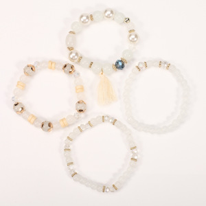 Fashion <b>Beaded</b> <b>Bracelets</b> Set With Tassel Imitation Pearl Acrylic Women's Bohemia Style Gift Jewelry Made In China - Product Image 3