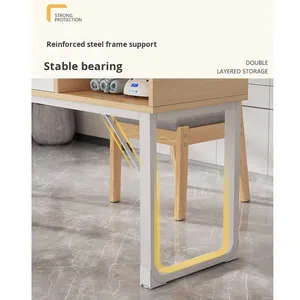 Station de manucure Morandi à double niveau, table à ongles en plastique et bois, ensemble de meubles de salon avec chaise - Product Image 4