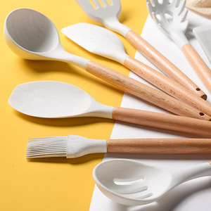 Wooden Handle Silicone Kitchenware 11-Piece Cooking Utensils Set - Product Image 2