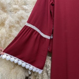 6770#B Versatile Bubble Chiffon New Dress Splice Pretty White Flower Lace With Front Zipper and Side Pockets Classy Women Dress - Product Image 5