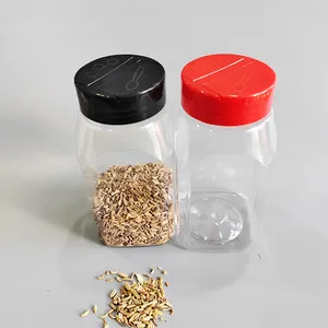 Manufacturer Direct Wholesale Plastic Clear Container Spice Salt Pepper Jars Square Packaging For Seasoning Shaker 400ml