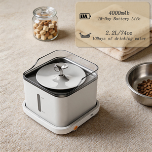 Fontaine à eau pour animaux de compagnie Tuya WiFi App 2,2 L avec surveillance de la santé à distance, capteur radar, pompe silencieuse sans fil, filtre et alertes pour chats et chiens - Product Image 1