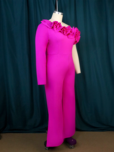 Combinaison à épaules dénudées pour femme, mignon, Fuchsia, célébrité de noël, grande taille - Product Image 5