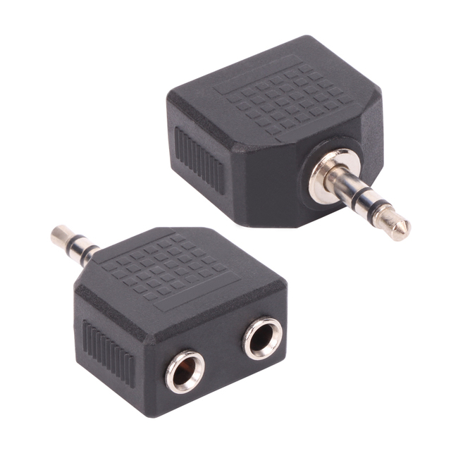 3.5mm Stereo Audio Splitter Male Plug to Female Jack 1 to 2 AUX Adapter for Dual Track Earphone Headphone