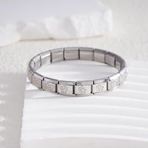 Stainless Steel Modular Bracelet Floral Design Italian Style Flexible Patchwork Jewelry Unisex Fashion Bracelet - Product Image 2