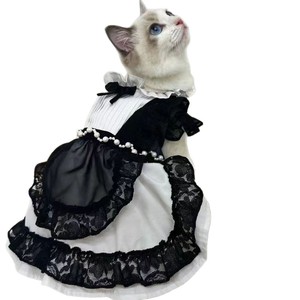 <b>Cute</b> Pet Dress With Flutter Sleeves And Bows Black Polyester Skirt For Cats Dogs Teddy <b>Bears</b> Bichons Spring Summer - Product Image 5