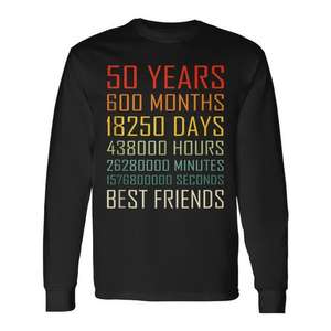 T-shirt a maniche lunghe per il cinquantesimo anniversario di Best Friends, design vintage - Product Image 1
