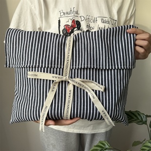 BSCI High Quality Recycle <b>Envelope</b> Dust Bag Striped Cotton Canvas <b>Gift</b> Packaging Cloth Pouch Luxury Jewelry Cosmetic Flap Pouch - Product Image 6