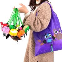 Sacs de courses pliables réutilisables avec poche, design animalier mignon, impression de logo personnalisée en usine
