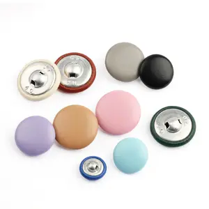 Wholesale Metal Shank Button Colored Leather Fabric Cover Button For Clothing