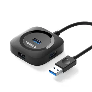 Vegetig – Hub USB 3.0 à 4 ports haute vitesse, 5Gbps, Portable et Compact pour PC, Mac, ordinateur Portable, ordinateur de bureau