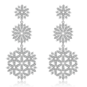 RAKOL EP2137 Luxurious Sparkling Sunflower <b>Long</b> Three-Flower Elegant Zircon <b>Earrings</b> for Women - Product Image 4