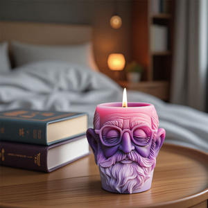 Moule en silicone pour pot à gypse, vase à bougie d'aromathérapie, vase de rangement, moule en silicone pour pot de fleurs Grand-père, moule en silicone pour pot de fleurs d'art, vase de jardin - Product Image 4