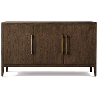 Buffet de rangement moderne et minimaliste en chêne espresso à 2 portes pour salon, salle à manger, entrée, maison contemporaine