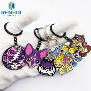 Venta al por mayor de fábrica, haga su propio diseño, regalos promocionales, dijes impresos personalizados, Llaveros, llavero de Metal de aleación de Zinc de Anime