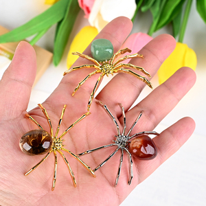 Nouvelle conception d'objets artisanaux en cristal naturel : Araignée en quartz rose, cornaline et aventurine - Product Image 2