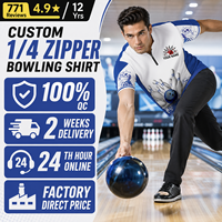 Chemise de bowling personnalisée PURE avec fermeture éclair 1/4, logo et nom d'équipe personnalisés, vêtements de bowling à fermeture éclair 1/4, polos pour hommes en sublimation, OEM ODM
