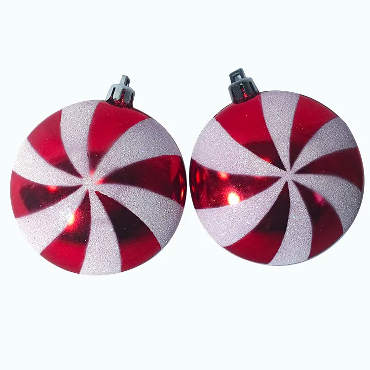 Amazon Hot Sale Red And White Christmas Tree Decoration Candy Christmas Balls