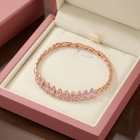 Bracelet Kirin en argent 925 plaqué or rose avec zircon ovale, chaîne de mode, bracelet de luxe serti clos, OEM ODM