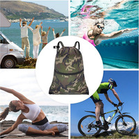 Sac à dos à cordon personnalisé durable avec logo, en tissu Oxford, pour la gym et la natation, avec compartiment à chaussures et poche humide en polyester, unisexe