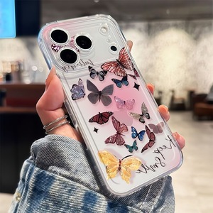 fashion transparent colorful butterfly clear mobile phone case for iPhone 7-17promax soft TPU print back <b>cover</b> OEM factory - Product Image 5
