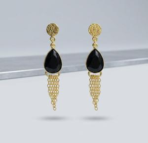 Quartz Dangle Earrings| Gold Fringe Drop Earrings| Statement Piece| Boho Jewelry <b>Gift</b> for Her - Product Image 5