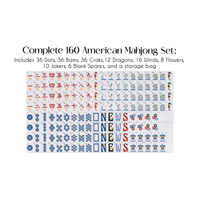 Koleksi Sky Blue Coastal Paradise American Mahjong Tile 160 Desain Unik Inovatif Ubin Mahjong Biru Akrilik 4-Lapisan