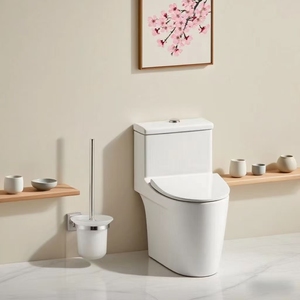 Support mural moderne en alliage de zinc finition chromée pour <span class=keywords><strong>brosse</strong></span> de toilette en verre dépoli - Outil de nettoyage pour salle de bain d'hôtel - Antirouille et durable - Product Image 2