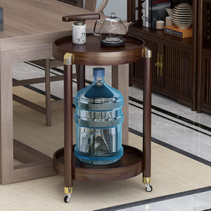 Chinese Style Solid Wood Serving Cart With Wheels Portable Kitchen Storage Trolley For Living Room Or Dining Area - Product Image 2