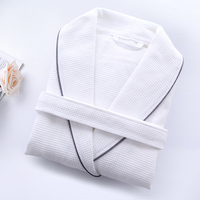 Peignoir gaufré respirant 100 % coton, style kimono, longueur genou, avec bordure, personnalisé avec logo d'hôtel 5 étoiles, pour hommes et femmes
