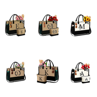 Sac à main en lin pour femmes imprimé de logo personnalisé à la mode Poignée de voyage réutilisable Cadeau Produit commercial Sac fourre-tout en jute pour femmes