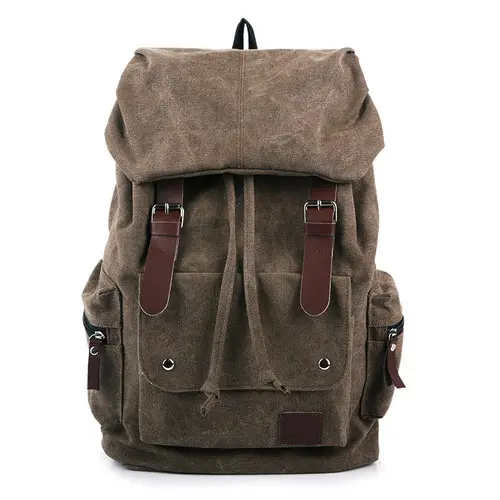 Haute qualité marron bleu chanvre ciré toile cartable sac d'école sac à dos 100l voyage sac à dos sac