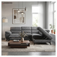 Canapé d'angle électrique en cuir et tissu, design européen moderne et luxueux, trois places, idéal pour les salons.