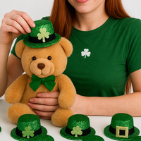 Nouveauté Mini Chapeau Haut de Forme Vert Pailleté pour la Saint-Patrick, Pince à Cheveux Trèfle, Accessoire de Costume pour Fête de la Saint-Patrick Irlandaise