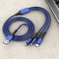 Câble USB multi-ports 3 en 1 à charge rapide 66W, Micro USB Type-C, en nylon tressé, conducteur en cuivre pur, 5A pour Android et iPhone