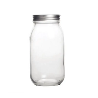 Vente en gros pas cher de haute qualité clair aliments fruits bocal en verre avec couvercle en métal à vis 150ml 250ml 350ml 450ml pour cadeaux