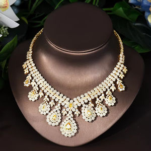 HIBRIDE, joyería de Zirconia cúbica para mujer, conjunto de collares y aretes de alta calidad, accesorios nupciales de boda de Arabia Saudita, bisutería para mujer, bijoux para mujer, - Product Image 4